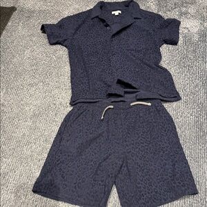Kids Navy Leopard-Print matching crewcuts Set